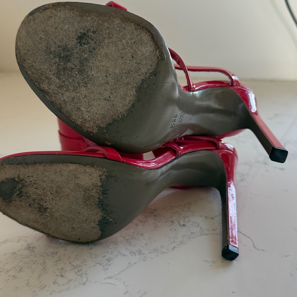 Gucci Ursula Horsebit Ankle Strap Heels Red Patent Leather Size 36.5 - Picture 11 of 17
